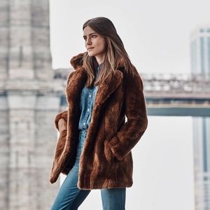 NWT A&F Women's Long Faux Fur Jacket Small